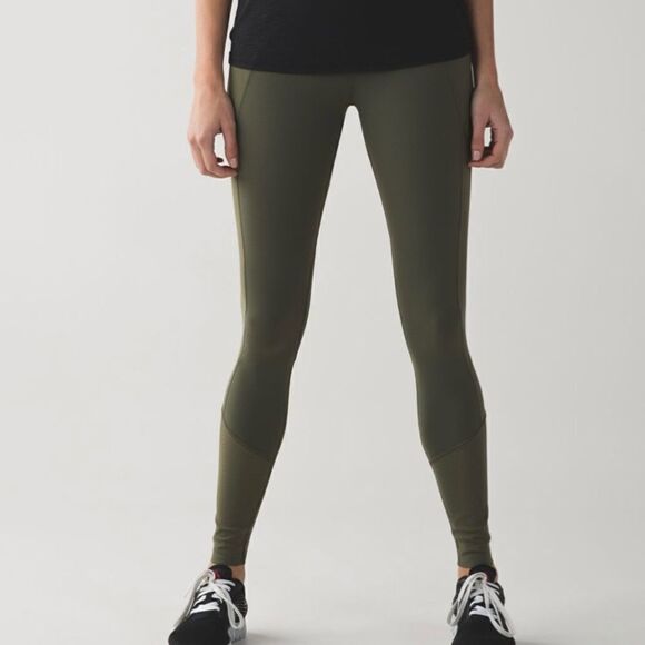 Lululemon sz 4 Barre Star Pant Luon Fatigue Green Leggings great pre owned cond - Picture 2 of 15